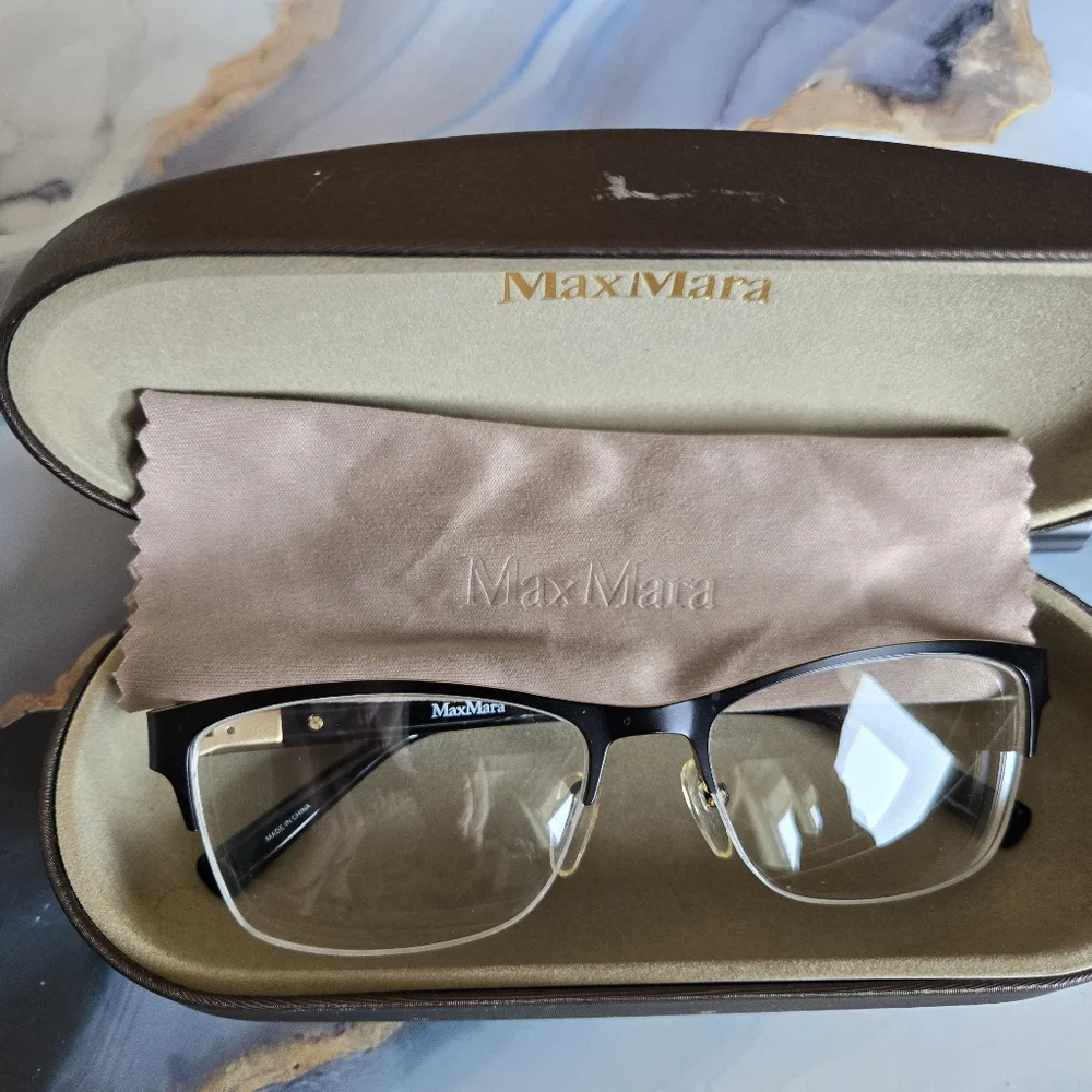 MaxMara•  Womens MM1236 Black W/ Gold Features Prescription Eyeglasses With Case